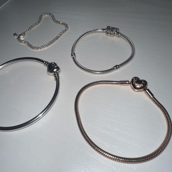 Pandora Silver and Rose Gold Heart Bracelets Set - Picture 2 of 4